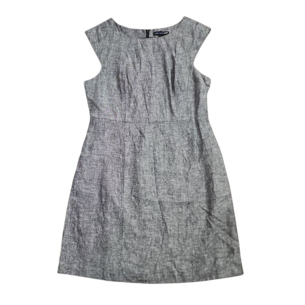 Saint Tropez West Dress Womens Size 12‎ Grey Gray Pencil 100% Linen Sleeveless